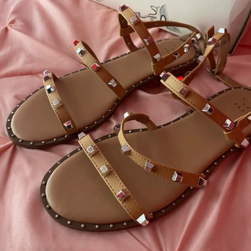 Studded nude sandals